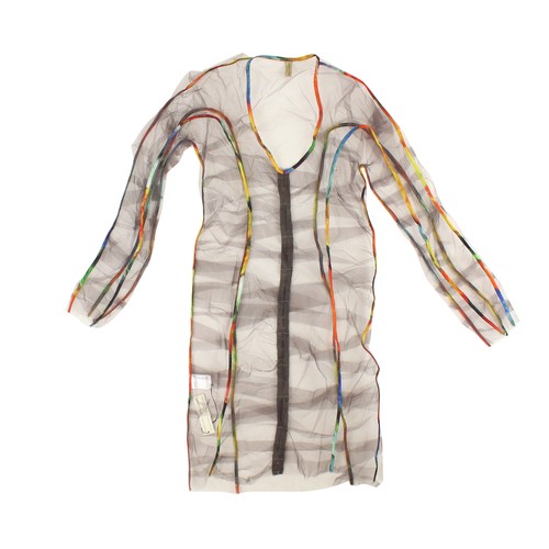 Pre-owned Gauntlett Cheng Grey Poppy You Win You Lose Mesh Dress Size Xs $895 In Gray