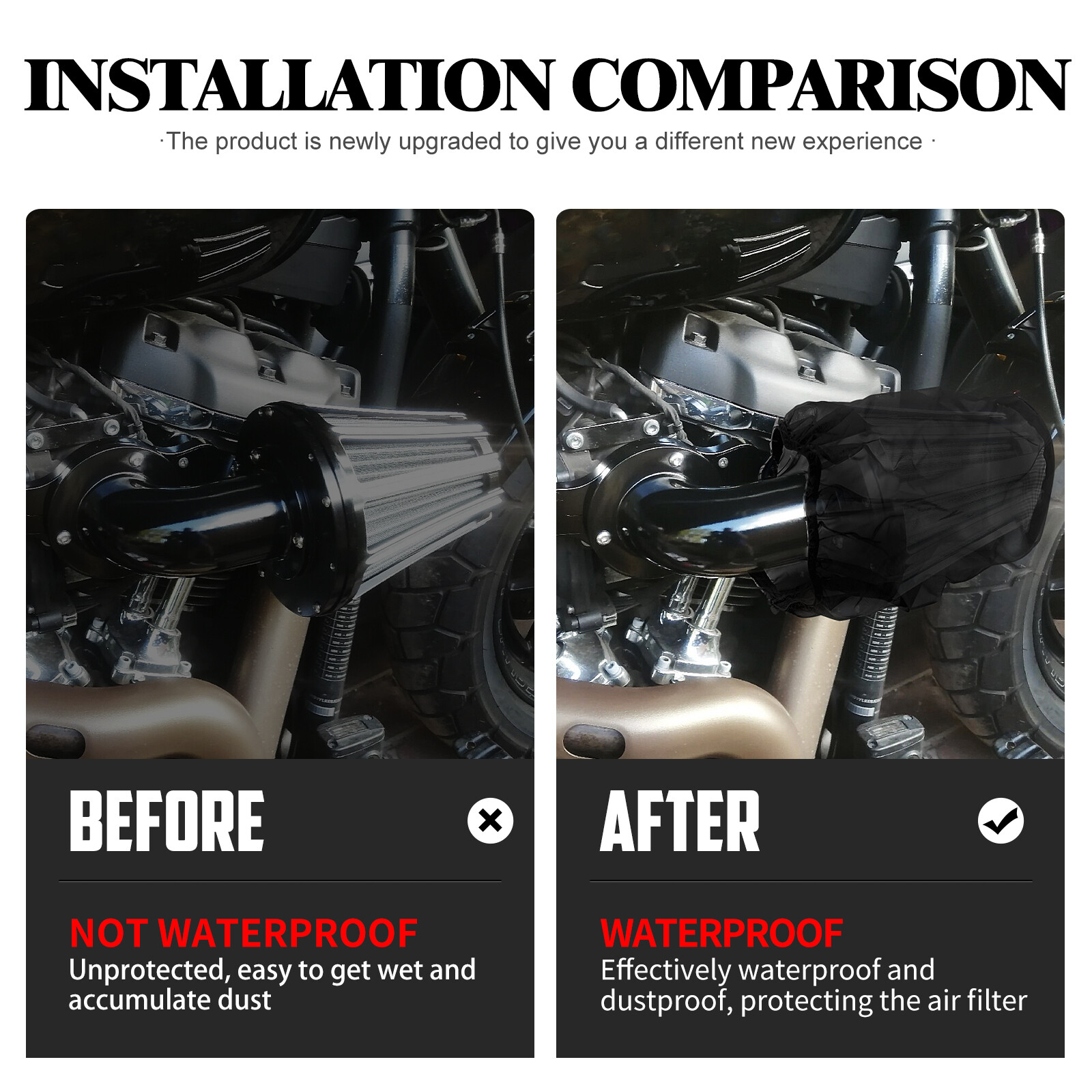 Air Filter Cleaner Cylinder Rain Sock Cover Dustproof For Harley Touring Softail