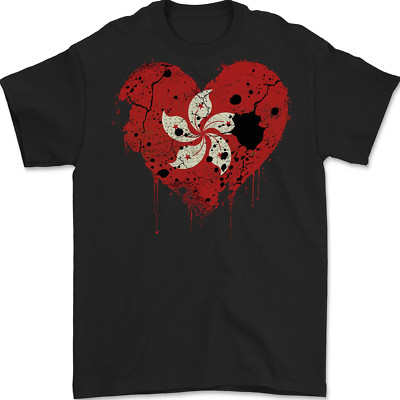 T-Shirt Pour Hommes Love Flag Hong Kong 100% Coton