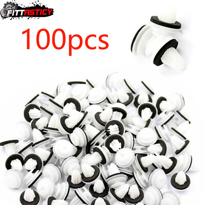 NEW 100 Pcs 9mm Hole Car Plastic Rivet Door Trim Retainer Clip White