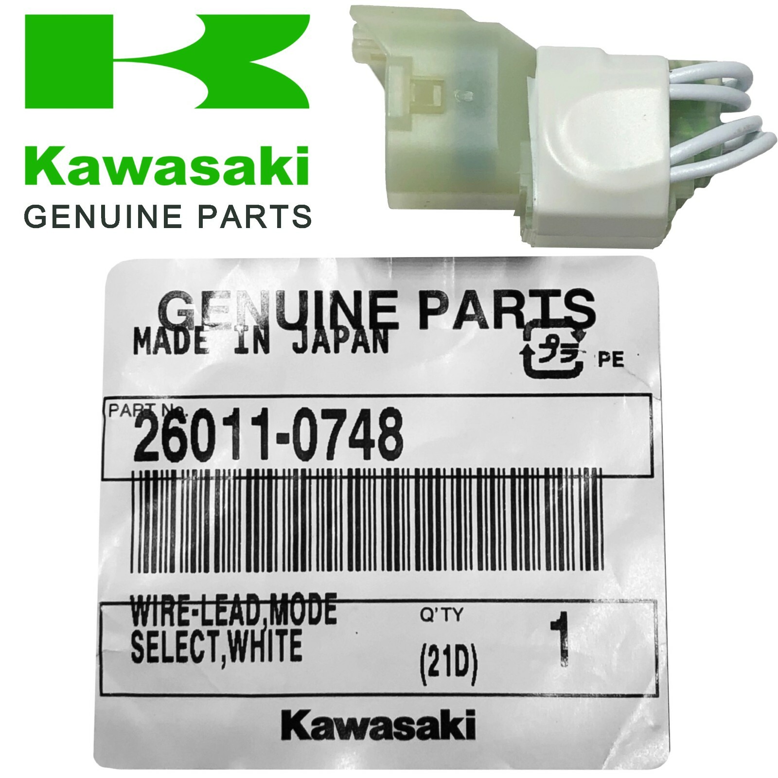 White OEM Kawasaki KX250 KX450 DFI Map Wire Lead Coupler 26011