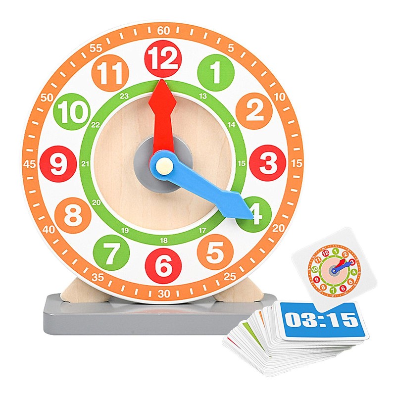 Teaching Clocks For Kids Child Learning Time Toy Clocks Set With 48pcs Cards