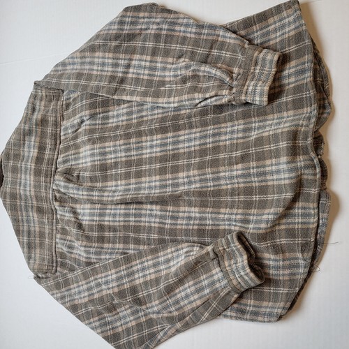 Kilimanjaro Flannel Shirt Mens M Gray Plaid Heavy Faded ♤33