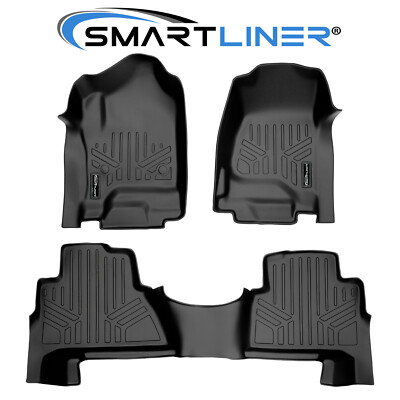 SMARTLINER Custom Fit Floor Mats 2 Row Liner Black 2015-2020 Cadillac Escalade