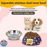 SLZZ Pet Cats Dogs 2 in 1 Food Water Bowls - Non Slip Skid Proof Heavy Duty Pet Cats Dog Food Water Bowls for Feeding Drinking Small Medium Large Dogs Cats Puppies-Cartoon Stars-M