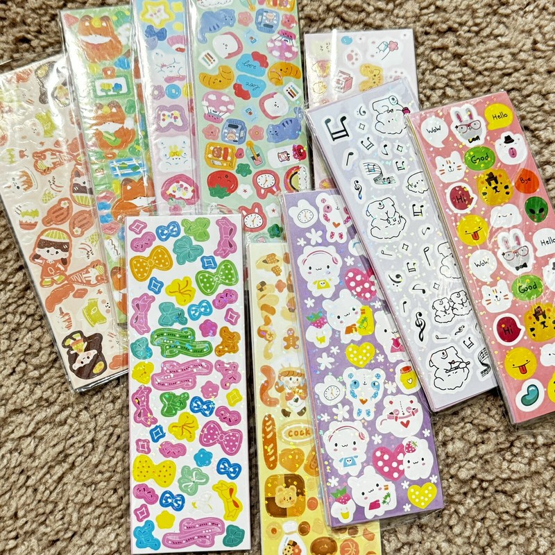 100pcs Kawaii Handbook Stickers Cartoon Collage Laser Sticker Diy Decorative