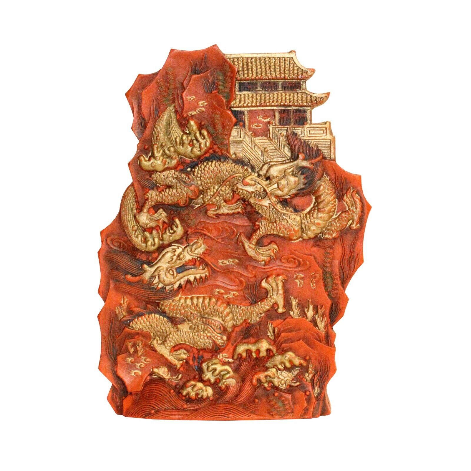 Chinese Calligraphic Cinnabar Ink Stick Double Dragons Scenery Art ws277S Chinese Calligraphic Cinnabar Ink Stick Double Dragons Scenery Art ws277S