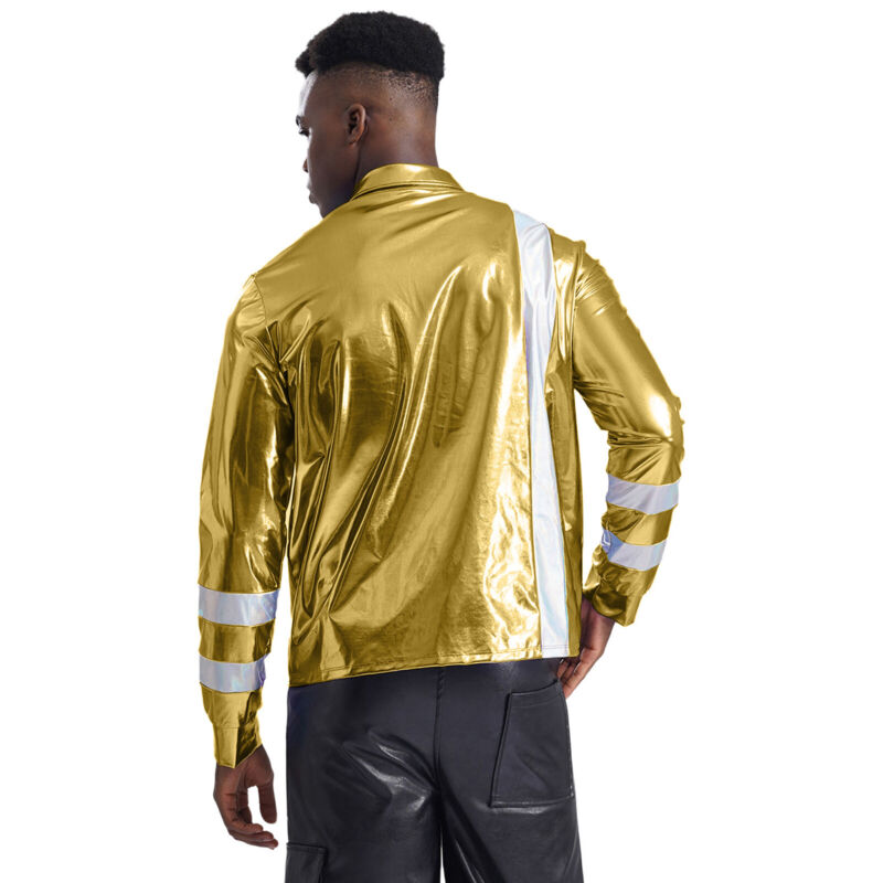 Men Costume 80s Shirt Shiny Tops Elf Blouse Nightclub Long Men Costume 80s Shirt Shiny Tops Elf Blouse Nightclub Long