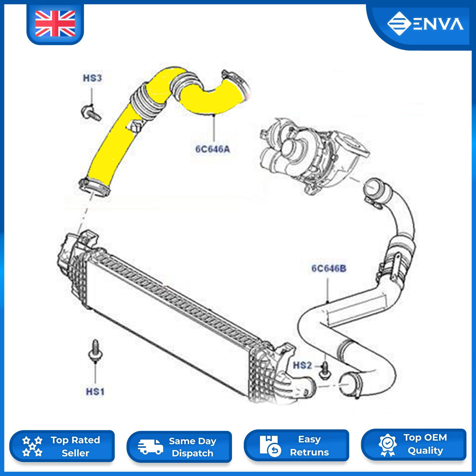 Volvo 31392044 INTERCOOLER TURBO HOSE TURBO PIPE FOR VOLVO S40 V50 C30 C70  Volvo Coolant Hose 3M516C646YH 6M516K863JA 1530297 31261896 に適合する ボルボ C30 C70 S40 V50