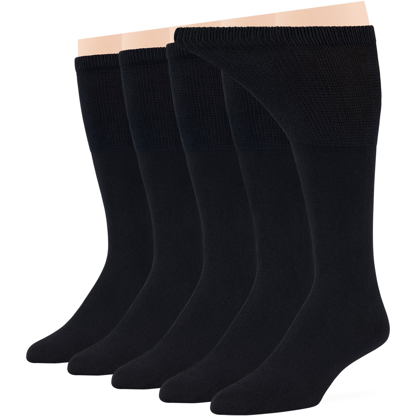 Men Cotton Diabetic Extra Wide Mid Calf Socks L-XL 5 Pack Black Brown Grey Khaki - Picture 2 of 24