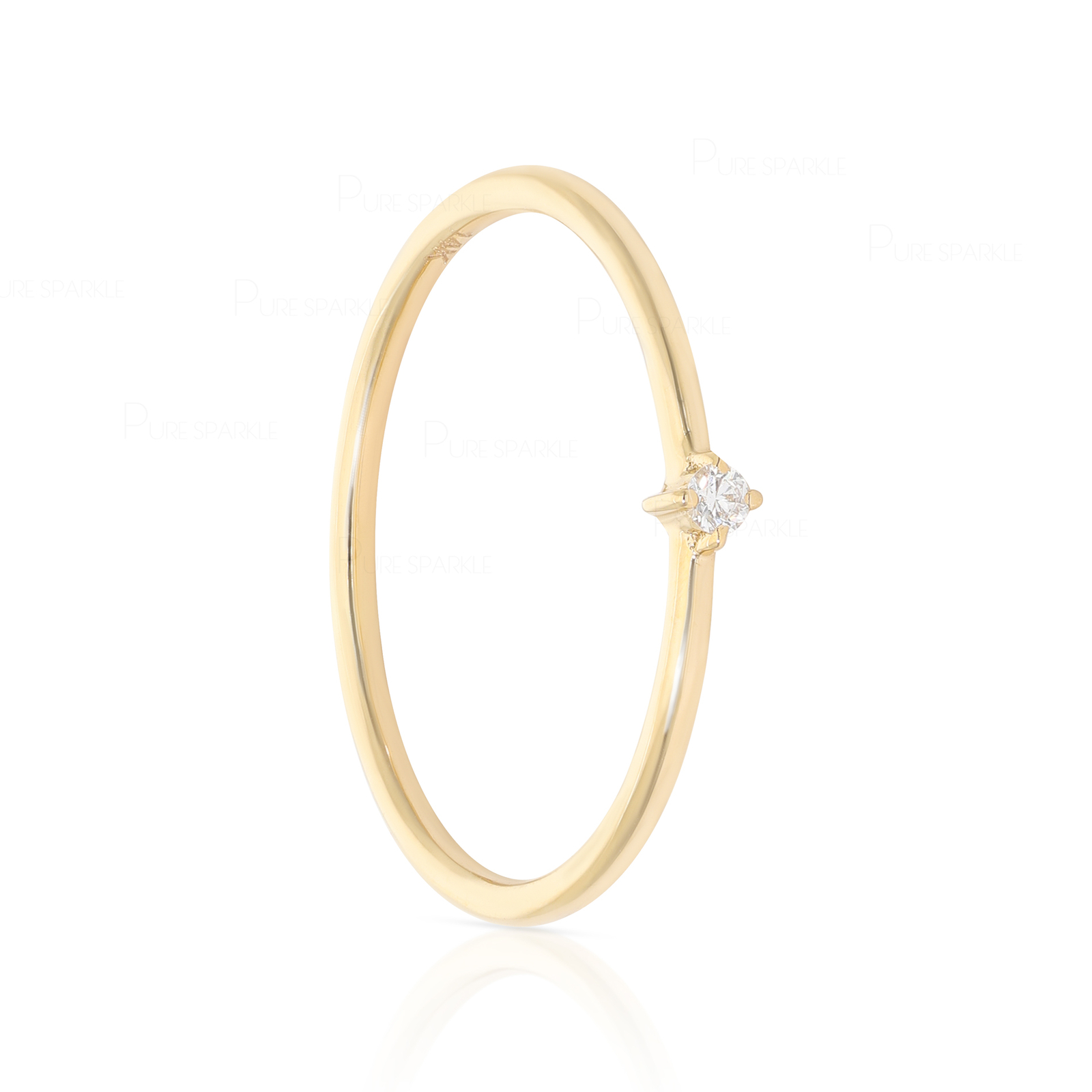14K Gold 0.02 Ct. Solitaire Lab-Created Diamond Engagement Ring Fine Jewelry-New
