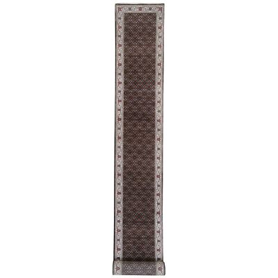 2'5''x20' Black Herati Wool and Silk 175 KPSI Hand Knotted XL Runner Rug R63530