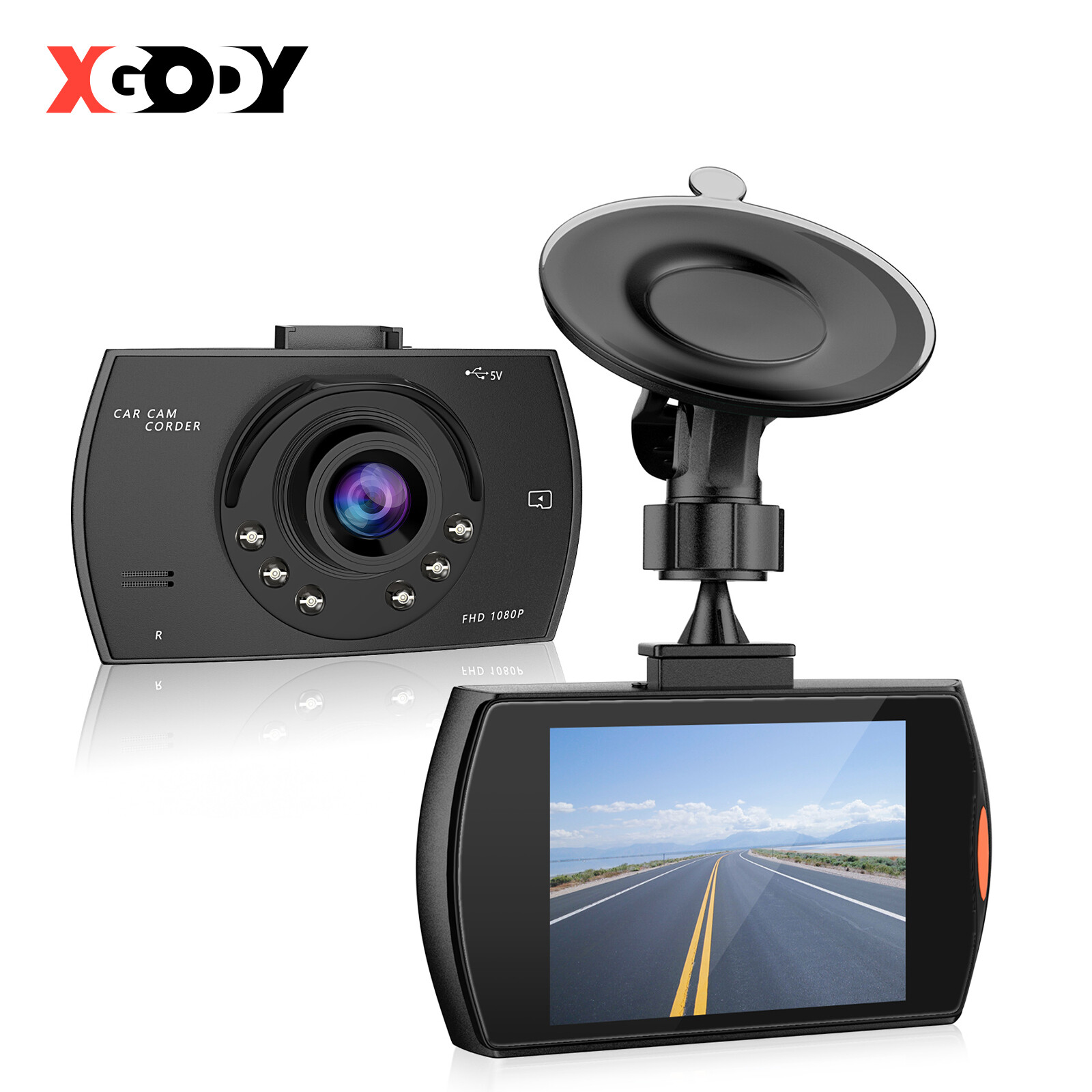 XGODY 2.7 in Full HD 1080P Dash Cam Car DVR Front Camera Nig