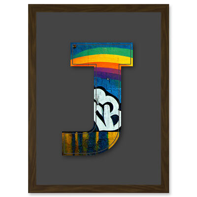 Letter J Pride Rainbow Decorative Graffiti Alphabet Initial Framed A3 Art Print