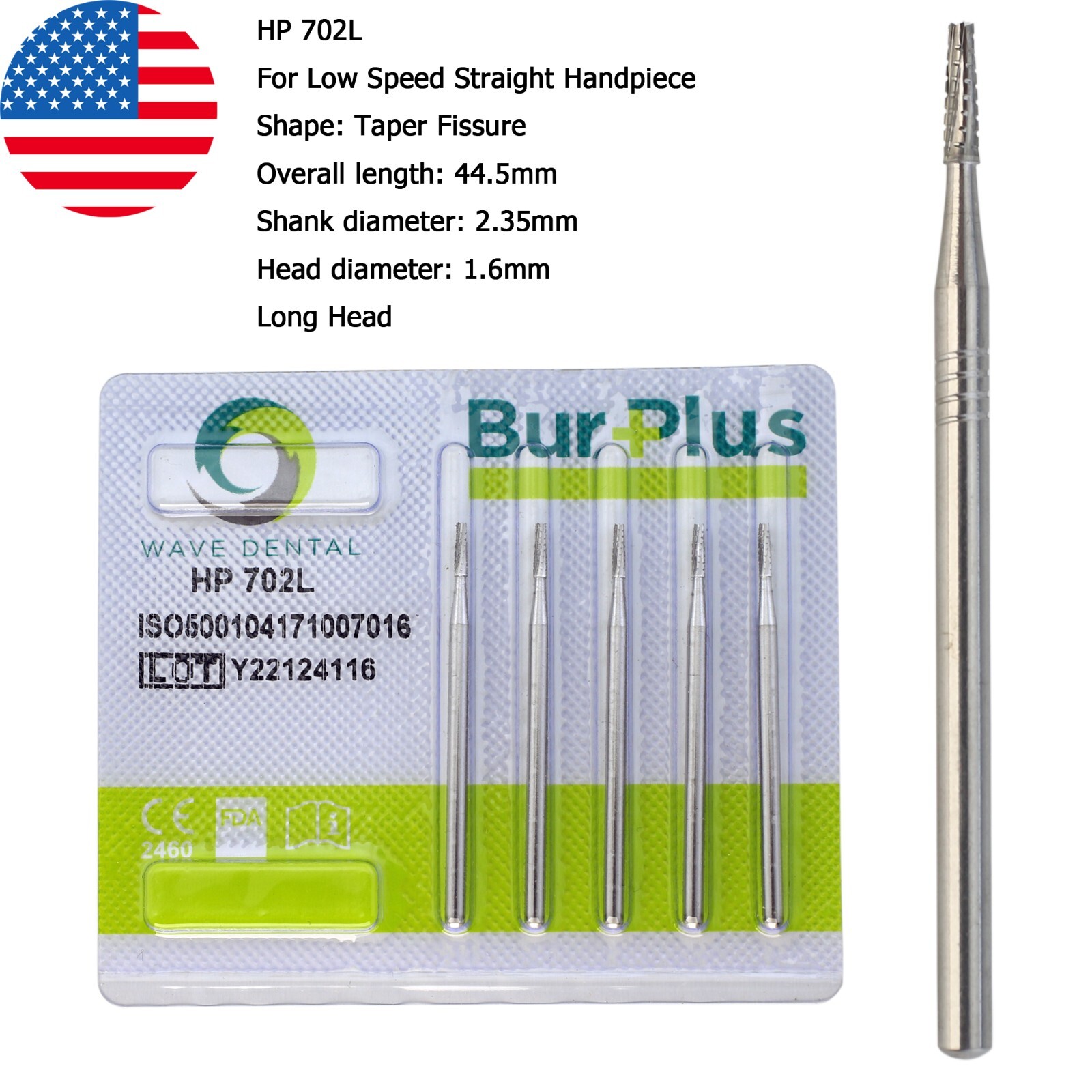 WAVE Dental Carbide Burs HP Long Surgical Burs For Straight Handpiece 703L 702