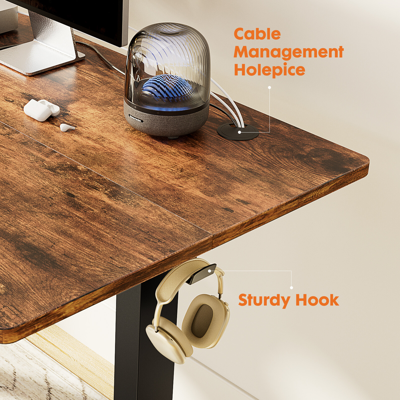 Electric Standing Desk Gaming Work PC Table Adjustable Height for Home Office