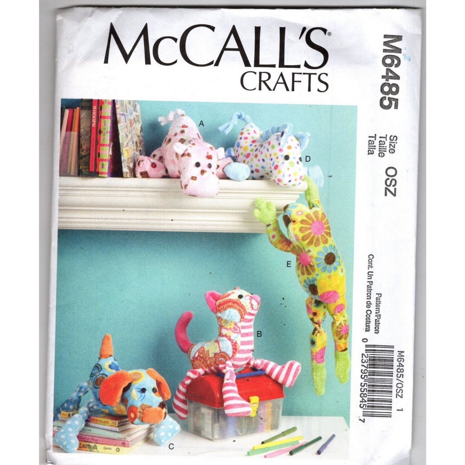 Sewing Pattern Hippo, Cat, Dog, Horse, Frog Mccalls 6465  Uncut