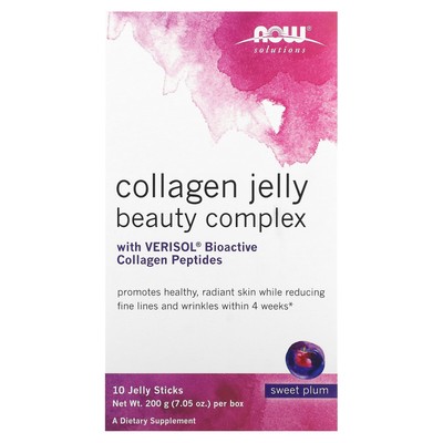 Solutions, Collagen Jelly Beauty Complex, сладкая слива, 10 желейных стиков, 0,705 унции