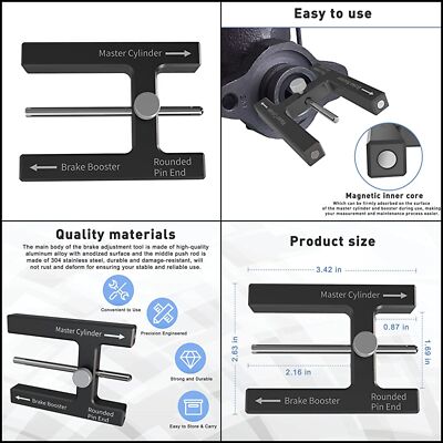 Brake Booster Push Rod Adjustment Tool, Master Cylinder Push Rod Length Gauge