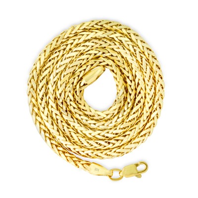 NURAGOLD 10K YELLOW GOLD 2.5MM PALM WHEAT FOXTAIL FRANCO ROUND SPIGA CHAIN NECKLACE 26"