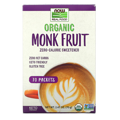 Real Food, Organic Monk Fruit Zero-Calorie Sweetener,  70 Packets, 2.47 oz (70