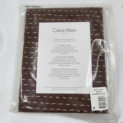 Calvin Klein Home Prairie Dash European Sham 26'' X 26'' Brown 2 Stitched