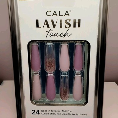 Cala lavish touch Long Nails in 12 sizes 24 Nails Cuticle stick & Glue New 