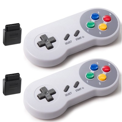 2 Pack Wireless Controller for SNES Original Console, 2.4GHz Retro Rechargeab...