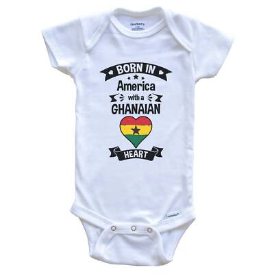 Born In America With A Ghanaian Heart Ghana Flag Baby Bodysuit