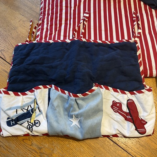 SWEET JOJO DESIGNS NURSERY/CRIB 4-PIECE SET - VINTAGE AIRPLANES - RED/WHITE/BLUE