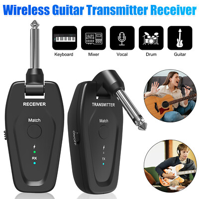UHF Guitar Wireless System Transmitter & Receiver Built-in Rechargeable Battery