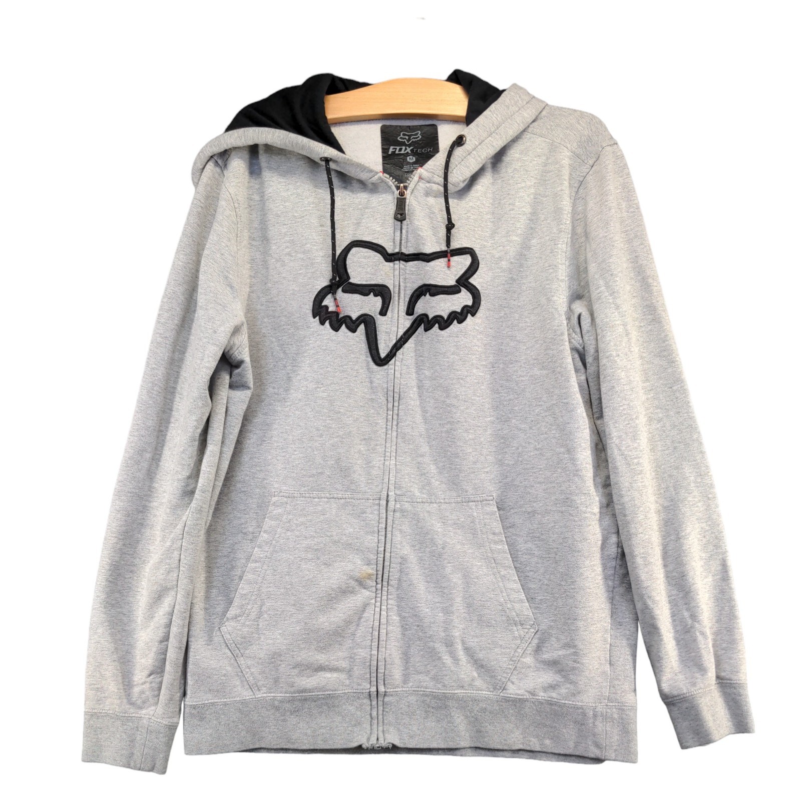 Fox Tech Men's TruDri Full Zip Hoodie Sweatshirt Gray Medium