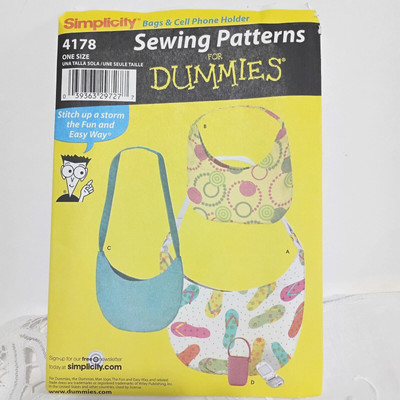 Simplicity Sewing Patterns for Dummies Bags & Cell Phone Holder Pattern # 4178