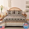 Dinjoy Brown Boho Comforter Set Queen Size,7 Pieces Bed in a Bag Queen Coffee Aztec Bedding Sets with Sheets Fall Bohemian Geometric Striped Complete Set for All Seasons 90