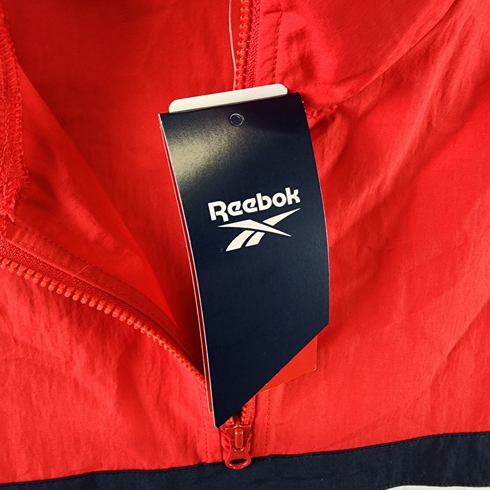 Reebok Retro Colorblocked Quarter-Zip Popover Men's L Vector Red Kangaroo Pocket - Picture 7 of 16