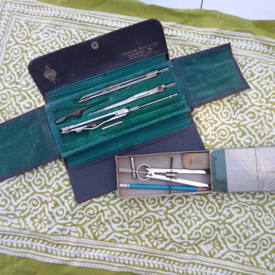 Lot Of Old Vintage Compasses K&E, Tesco, Soellner, box and case
