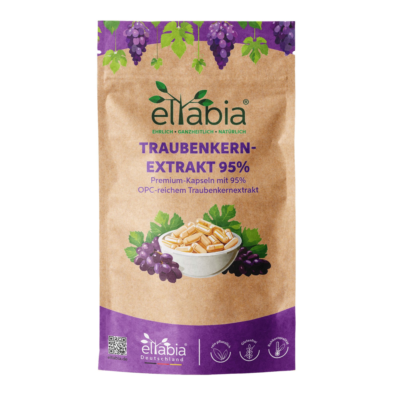 Traubenkernextrakt Kapseln 95% OPC Hochdosiert 950mg Tagesdosis Rohkost Qualität