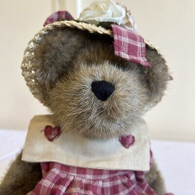 Vintage Limited Edition Collectable Boyd's Bear Girl Bear in Plaid Dress 1990-99