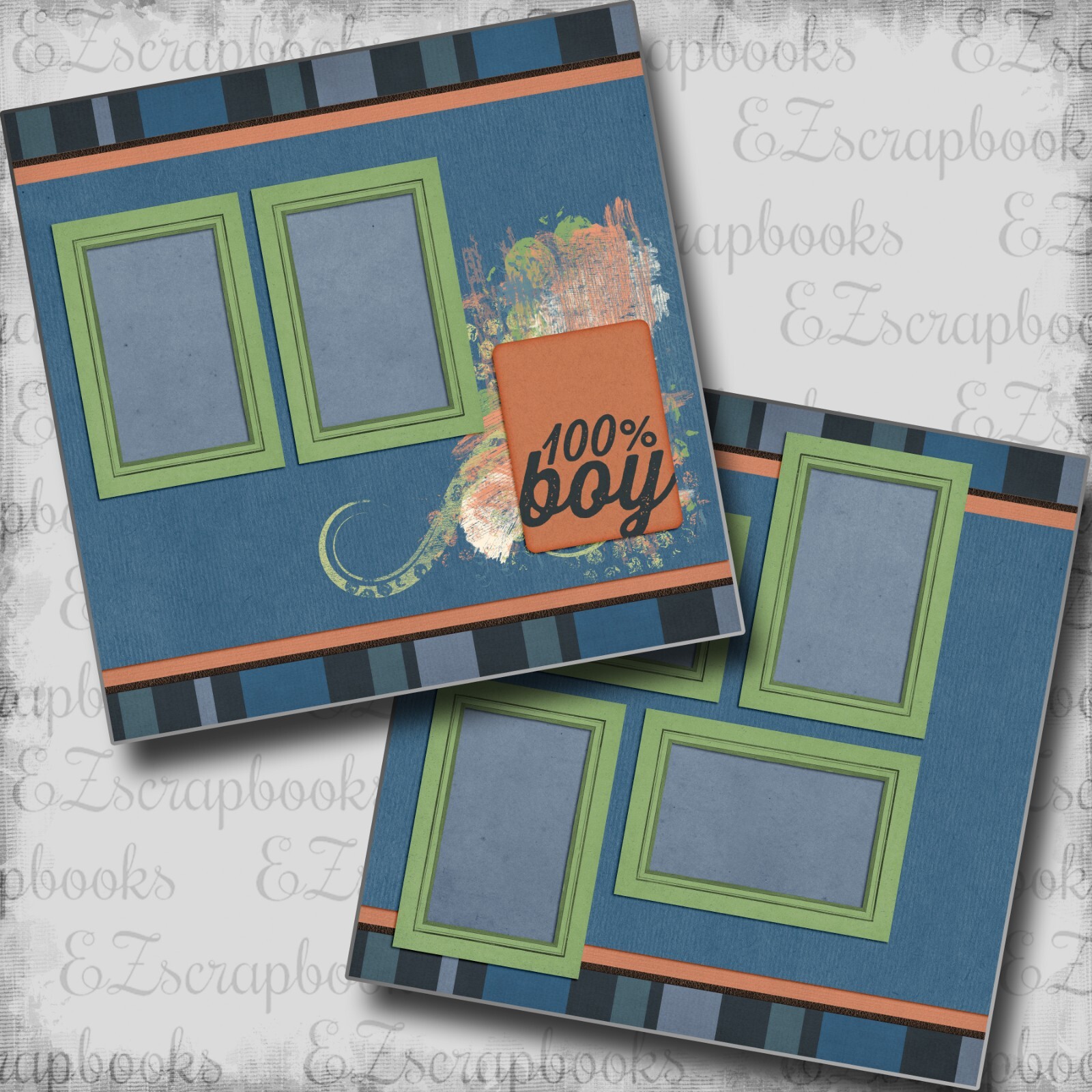 100% Boy - 2 Premade Scrapbook Pages - EZ Layout 6652 | eBay