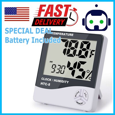 Thermometer Indoor Digital LCD Hygrometer Temperature Humidity Meter Alarm Clock