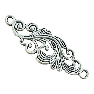 10 Silver 30x10mm Fancy Filigree Scroll Focal Bead Links Connector Drop Findings