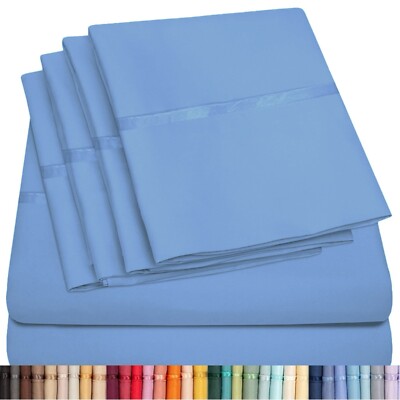 6 Piece Premium Bamboo Sheet Set, Deep Pockets, 50 Colors, 2200 Count, Soft
