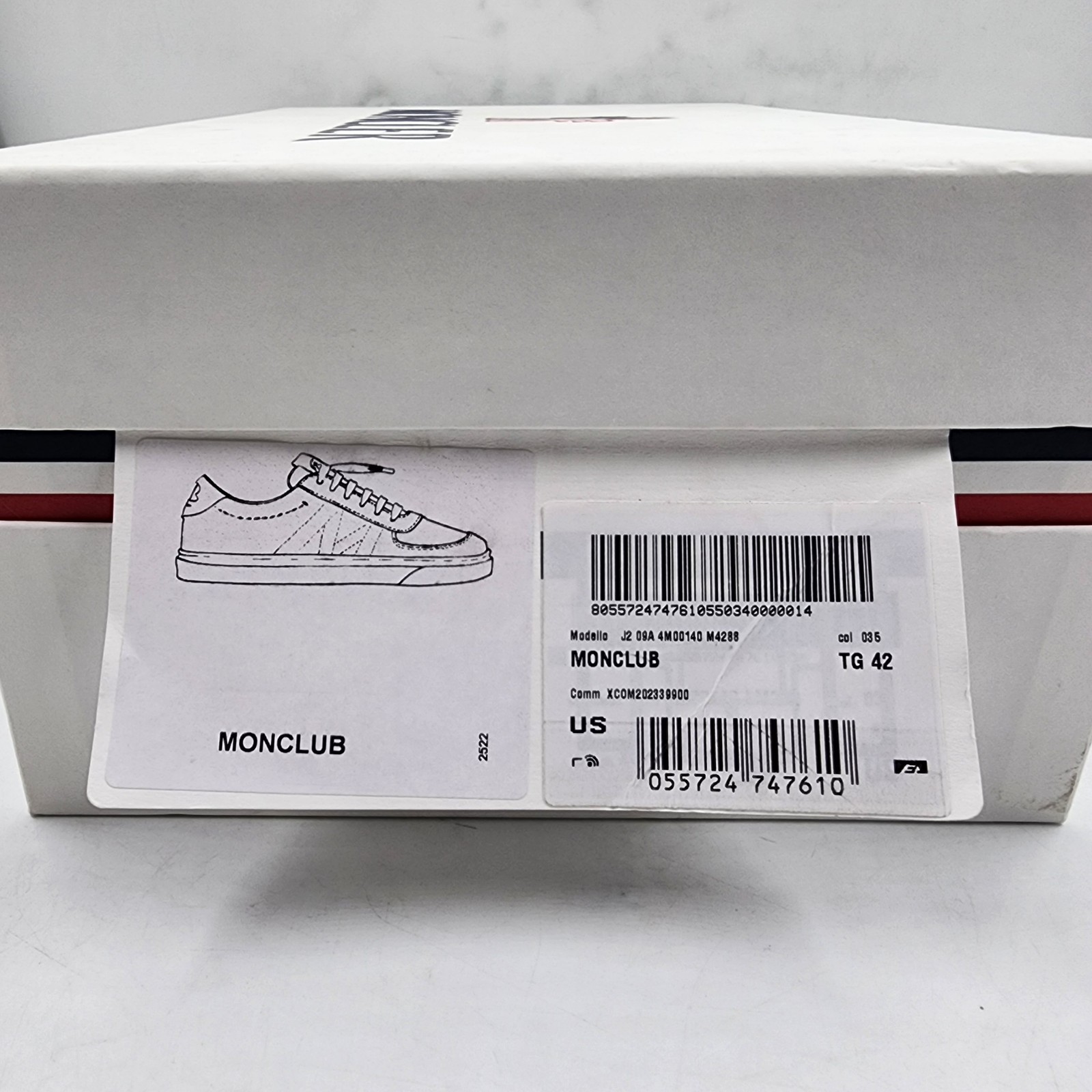 Moncler Monaco Club Low Top Leather Sneakers Men's 42/9US Cream White Lace Up - Picture 19 of 20