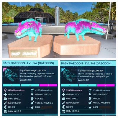ARK ASCENDED PVE OFFICIAL PAIR BABY DAEODON COTTON CANDY 40K FOOD   PC/XBOX/PS5