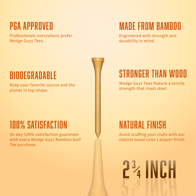New 500 Bamboo Golf Tees 7x Stronger than Wood 2-3/4" Height - PGA Approved