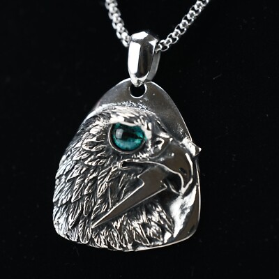 Stainless Steel Biker Punk Hawk Eagle Dog Tag Thunder Pendant Necklace Chain