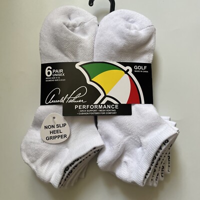 NWT Mens Arnold Palmer Socks Golf No Show Cushion Mesh Venting 6 Pair Size 9-12