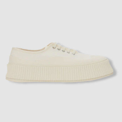 $660 Jil Sander Women's White Canvas Platform Low-Top Sneakers Shoes Size 39