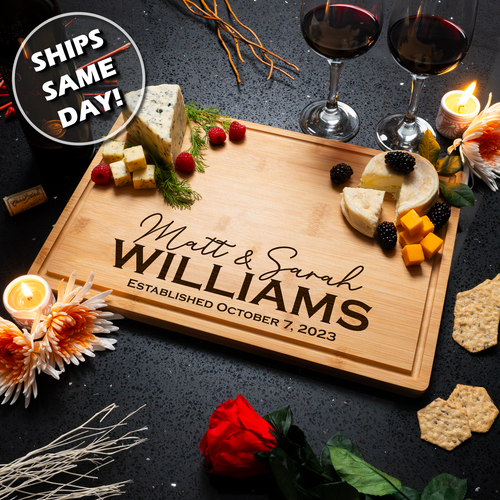 Custom Engraved Personalized Bamboo Cutting Board Wedding Cute Housewarming Gift