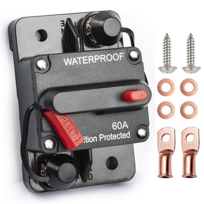 60Amp Circuit Breaker with Manual Reset, Waterproof Inline Fuse for Boat Trol...